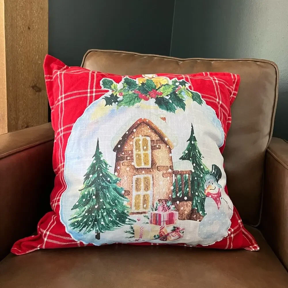 Envogue House In Red Christmas Holiday Accent Pillow NEW